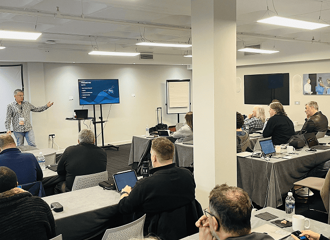 a person giving a presentation at EECONF 2025